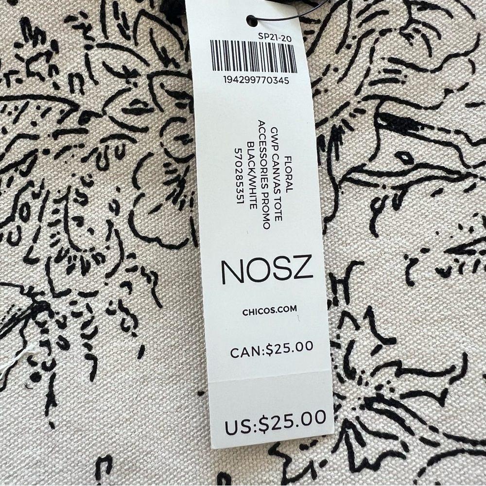 Chico’s Floral Canvas Tote Bag - Brand New with Tags NWT